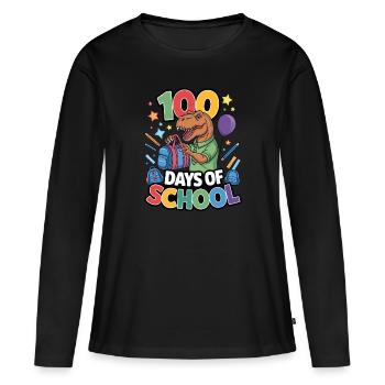 100e jour d’école 100 jour d’école des enfants - T-shirt manches longues Premium bio Femme - noir - Devant - Julia (174cm)