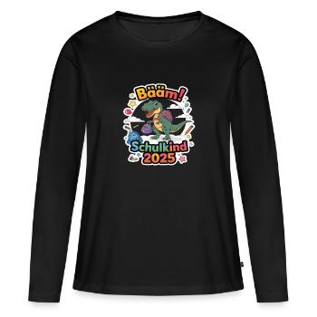 Schulkind 2025 Einschulung Schulanfang - Frauen Premium Bio Langarmshirt - Schwarz - Vorne - Julia (174cm)