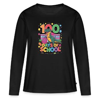 100e jour d’école 100 jour d’école des enfants - T-shirt manches longues Premium bio Femme - noir - Devant - Julia (174cm)