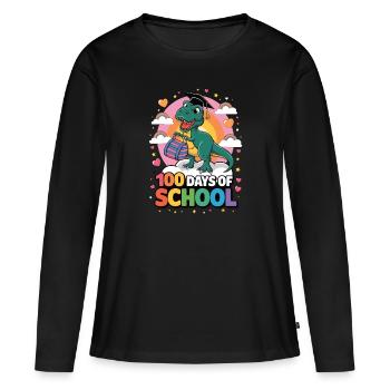 100e jour d’école 100 jour d’école des enfants - T-shirt manches longues Premium bio Femme - noir - Devant - Julia (174cm)