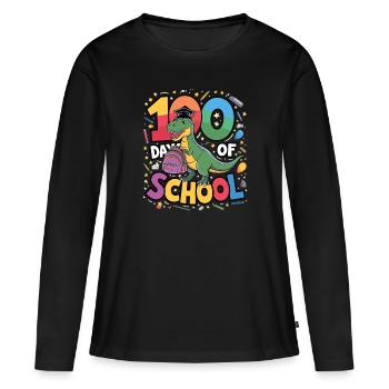 100e jour d’école 100 jour d’école des enfants - T-shirt manches longues Premium bio Femme - noir - Devant - Julia (174cm)