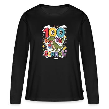 100e jour d’école 100 jour d’école des enfants - T-shirt manches longues Premium bio Femme - noir - Devant - Julia (174cm)