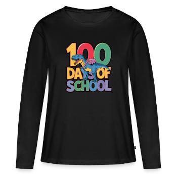 100e jour d’école 100 jour d’école des enfants - T-shirt manches longues Premium bio Femme - noir - Devant - Julia (174cm)