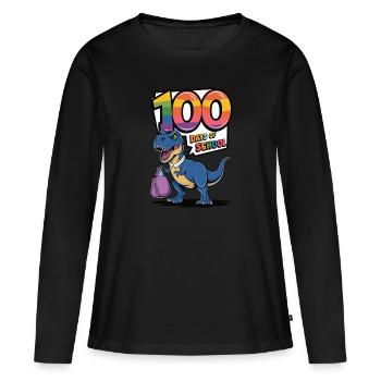 100e jour d’école 100 jour d’école des enfants - T-shirt manches longues Premium bio Femme - noir - Devant - Julia (174cm)