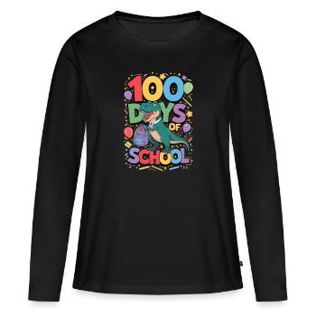 100e jour d’école 100 jour d’école des enfants - T-shirt manches longues Premium bio Femme - noir - Devant - Julia (174cm)