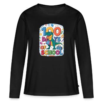 100e jour d’école 100 jour d’école des enfants - T-shirt manches longues Premium bio Femme - noir - Devant - Julia (174cm)
