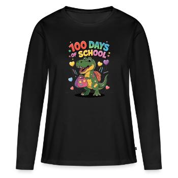 100e jour d’école 100 jour d’école des enfants - T-shirt manches longues Premium bio Femme - noir - Devant - Julia (174cm)