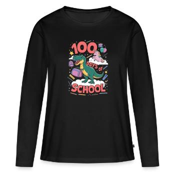 100e jour d’école 100 jour d’école des enfants - T-shirt manches longues Premium bio Femme - noir - Devant - Julia (174cm)