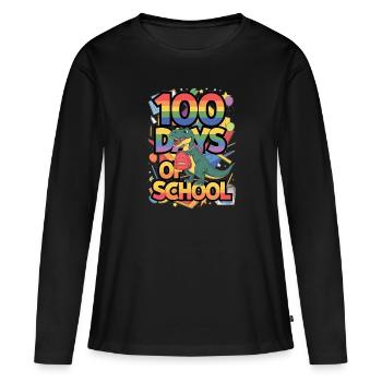 100e jour d’école 100 jour d’école des enfants - T-shirt manches longues Premium bio Femme - noir - Devant - Julia (174cm)