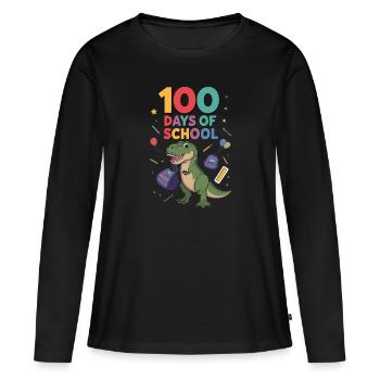 100e jour d’école 100 jour d’école des enfants - T-shirt manches longues Premium bio Femme - noir - Devant - Julia (174cm)