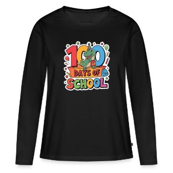 100e jour d’école 100 jour d’école des enfants - T-shirt manches longues Premium bio Femme - noir - Devant - Julia (174cm)