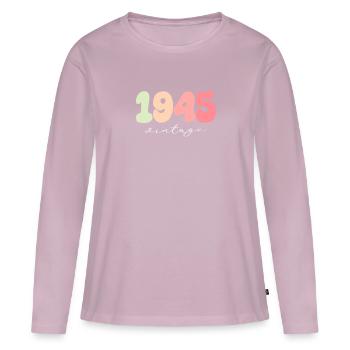 1945 Anniversaire Année de naissance - T-shirt manches longues Premium bio Femme - rose poudré - Devant - Julia (174cm)