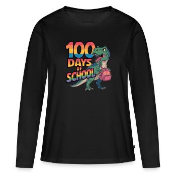 100e jour d’école 100 jour d’école des enfants - T-shirt manches longues Premium bio Femme - noir - Devant - Julia (174cm)