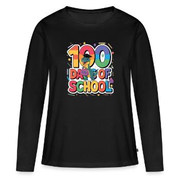 100e jour d’école 100 jour d’école des enfants - T-shirt manches longues Premium bio Femme - noir - Devant - Julia (174cm)