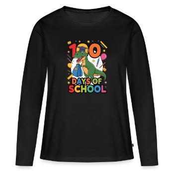 100e jour d’école 100 jour d’école des enfants - T-shirt manches longues Premium bio Femme - noir - Devant - Julia (174cm)
