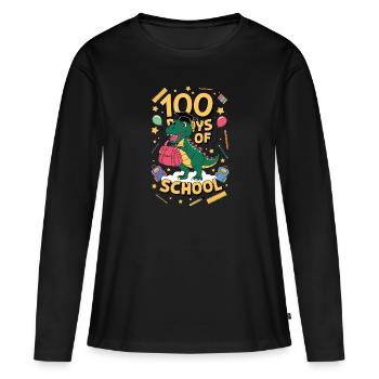 100e jour d’école 100 jour d’école des enfants - T-shirt manches longues Premium bio Femme - noir - Devant - Julia (174cm)