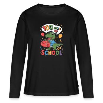 100e jour d’école 100 jour d’école des enfants - T-shirt manches longues Premium bio Femme - noir - Devant - Julia (174cm)