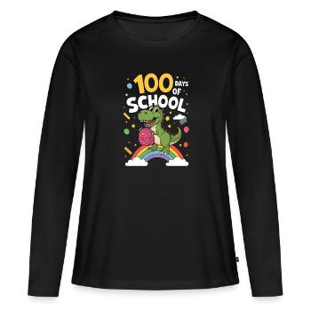 100e jour d’école 100 jour d’école des enfants - T-shirt manches longues Premium bio Femme - noir - Devant - Julia (174cm)