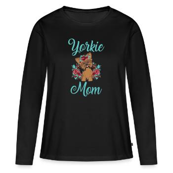Yorkie Mummy owner Yorkshire Terrier poodle - Women's Premium Organic Long Sleeve Shirt - black - Front - Julia (174cm)