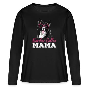 Cadeau Maman Propriétaire Border Collie Lunettes - T-shirt manches longues Premium bio Femme - noir - Devant - Julia (174cm)