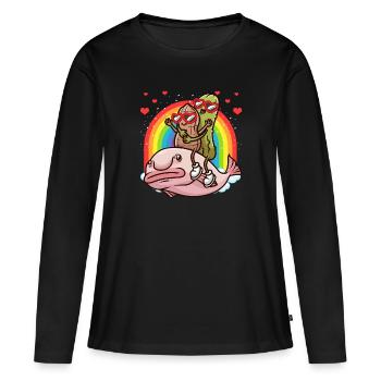 Cornichon d’arachide et de concombre Blobfish - T-shirt manches longues Premium bio Femme - noir - Devant - Julia (174cm)
