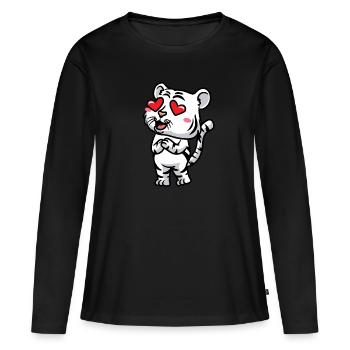 Tigre blanc Emoticon Tigre du Bengale - T-shirt manches longues Premium bio Femme - noir - Devant - Julia (174cm)