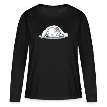 Weißes Kaninchen Schlafen Hase Müde - Frauen Premium Bio Langarmshirt - Schwarz - Vorne - Julia (174cm)