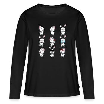 Lapin Blanc Emoticons Lapin - T-shirt manches longues Premium bio Femme - noir - Devant - Julia (174cm)