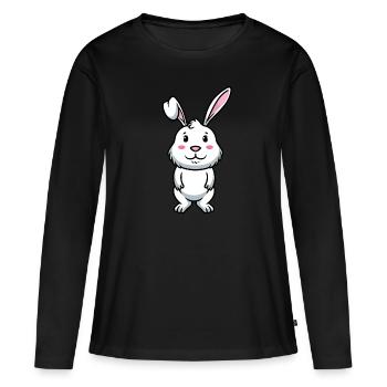 Lapin Blanc Emoticons Lapin - T-shirt manches longues Premium bio Femme - noir - Devant - Julia (174cm)