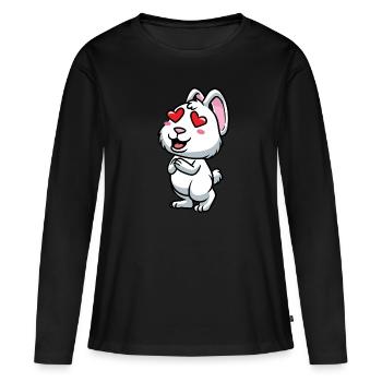 Lapin Blanc Emoticons Lapin - T-shirt manches longues Premium bio Femme - noir - Devant - Julia (174cm)