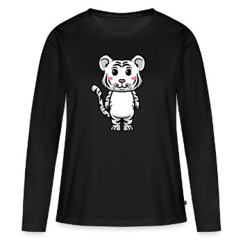 Tigre blanc Emoticon Tigre du Bengale - T-shirt manches longues Premium bio Femme - noir - Devant - Julia (174cm)