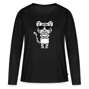 Tigre blanc Emoticon Tigre du Bengale - T-shirt manches longues Premium bio Femme - noir - Devant - Julia (174cm)