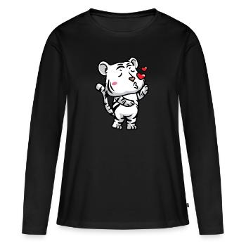 Tigre blanc Emoticon Tigre du Bengale - T-shirt manches longues Premium bio Femme - noir - Devant - Julia (174cm)