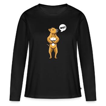 Tosa Chien de combat Chien Tosa Chien Têtu - T-shirt manches longues Premium bio Femme - noir - Devant - Julia (174cm)