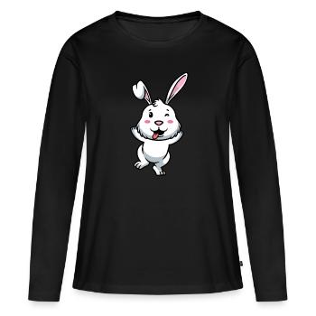 Lapin Blanc Emoticon Lapin - T-shirt manches longues Premium bio Femme - noir - Devant - Julia (174cm)