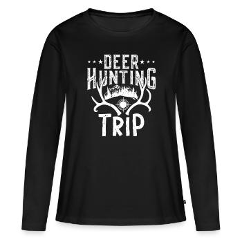 Chasse au cerf Voyage Chasse Chasse Fusil Chasseur - T-shirt manches longues Premium bio Femme - noir - Devant - Julia (174cm)