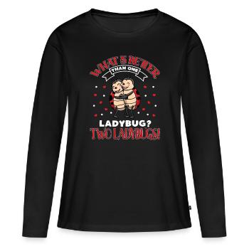 Deux amoureux des coccinelles - T-shirt manches longues Premium bio Femme - noir - Devant - Julia (174cm)