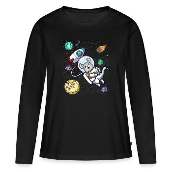 Chinchilla dans l’espace Planète Rongeur Animal - T-shirt manches longues Premium bio Femme - noir - Devant - Julia (174cm)