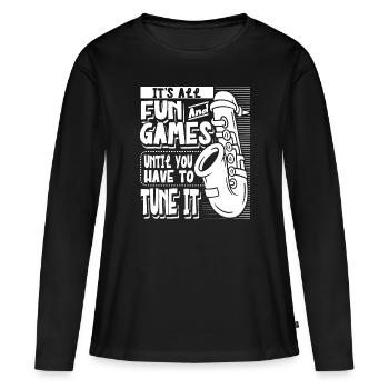 Saxophoniste Saxophoniste Saxophoniste - T-shirt manches longues Premium bio Femme - noir - Devant - Julia (174cm)