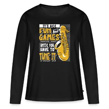 Saxophoniste Saxophoniste Saxophoniste - T-shirt manches longues Premium bio Femme - noir - Devant - Julia (174cm)