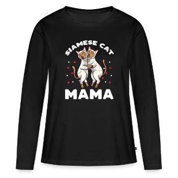 Chat siamois Mama Mese Mama - T-shirt manches longues Premium bio Femme - noir - Devant - Julia (174cm)