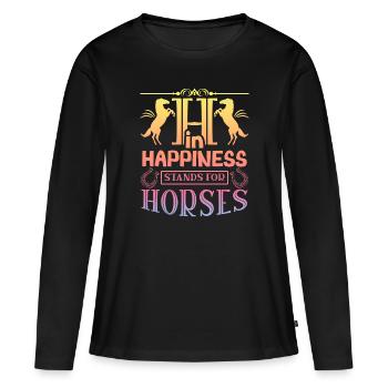 Cavalier Amoureux des chevaux Athlète équestre - T-shirt manches longues Premium bio Femme - noir - Devant - Julia (174cm)