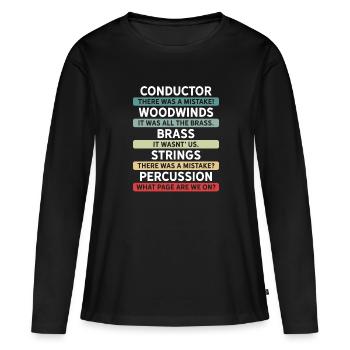 Drôle de chef d’orchestre et d’orchestre - T-shirt manches longues Premium bio Femme - noir - Devant - Julia (174cm)