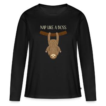 Faites une sieste comme un pyjama paresseux drôle de Boss - T-shirt manches longues Premium bio Femme - noir - Devant - Julia (174cm)