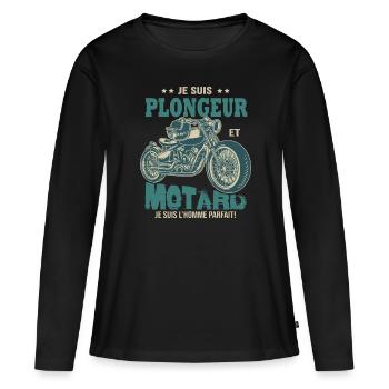 motard parfait plongeur parfait - T-shirt manches longues Premium bio Femme - noir - Devant - Julia (174cm)