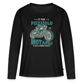 motard parfait pizzaïolo parfait - T-shirt manches longues Premium bio Femme - noir - Devant - Julia (174cm)