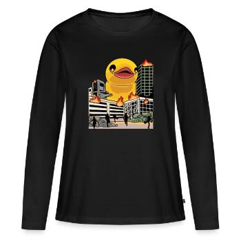 Lustige Riesige Gummi-enten-liebhaber Kinder - Frauen Premium Bio Langarmshirt - Schwarz - Vorne - Julia (174cm)