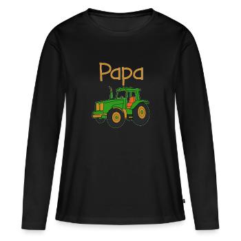Papa Bauer Traktor Papa Sohn Partnerlook Familien - Frauen Premium Bio Langarmshirt - Schwarz - Vorne - Julia (174cm)