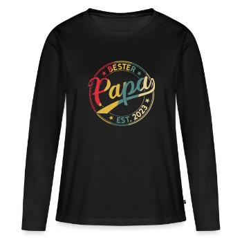 Bester Papa Est. 2023 seit 2023 Retro Papa 2023 - Frauen Premium Bio Langarmshirt - Schwarz - Vorne - Julia (174cm)