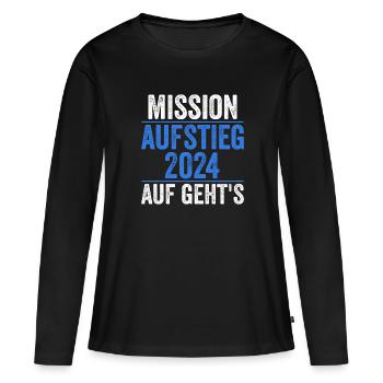 Mission Aufstieg 2024 - Frauen Premium Bio Langarmshirt - Schwarz - Vorne - Julia (174cm)